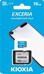 KIOXIA EXCERIA MICRO SDHC 16GB + ADAPTER CLASS 10 UHS-I U1 (100 MB/S RYCHLOST CTANIA)