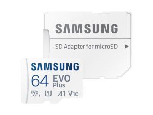 SAMSUNG EVO PLUS (2021) MICRO SDXC 64GB + ADAPTER CLASS 10 UHS-I U1 A1 V10 (Speed 130 MB/S)