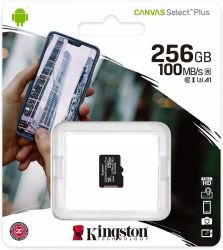 KINGSTON CANVAS SELECT PLUS MICRO SDXC PAMčOV KARTA 256GB CLASS 10 UHS-I U3 (RCHLOS TANIA 100 MB/S)