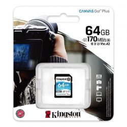 KINGSTON CANVAS GO PLUS SDXC 64GB CLASS 10 UHS-I U3 A2 V30 170/70 MB/S