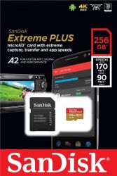 Sandisk EXTREME PLUS MICRO SDXC PAMčOV KARTA +ADAPTR 256GB CLASS 10 UHS-I U3 A1 V30 170/90 MB/S