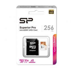 SILICON POWER SUPERIOR PRO MICRO SDXC PAMčOV KARTA + ADAPTR 256GB CLASS 10 UHS-I U3 A1 V30 (RCHLOS TANIA 100 MB/S)