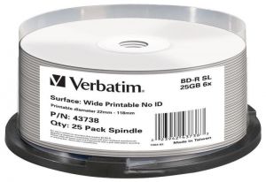 Verbatim BD-R 25GB 6X DATALIFE PLUS TLAITELN NO ID CAKE (25)